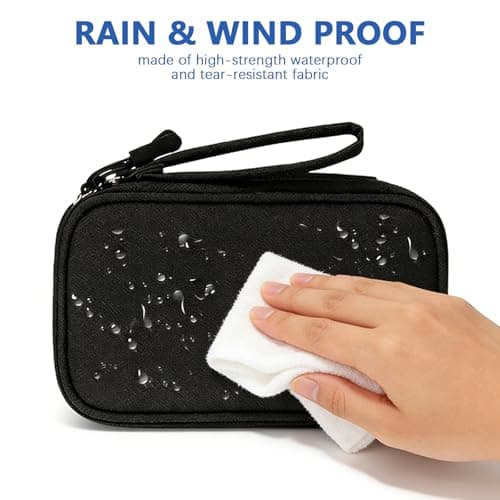 Half Forest Cable Organiser Bag Tech Pouch Double-Layer Design, Waterproof, Portable, Suitable for Phone Chargers, Cables, USB Flash Drives, Power Banks, and Hard Drives (Black) — view 5