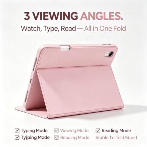 Case for iPad & Keyboard, Compatible with 11/10.9 Inch A16 11/10th Generation 2026 2025, Full Protection Magnetic Cover for iPad Model A3354 A3355 A3356 A2696 A2757 A2777, with Pencil Holder, Pink — view 4