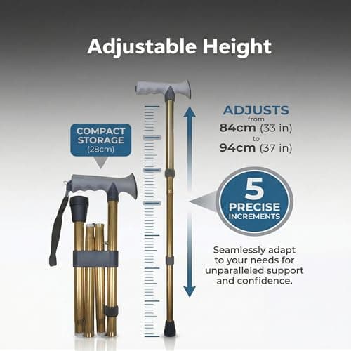 Life Healthcare Folding Gel Handle Walking Stick, Adjustable Aluminium Cane — view 3