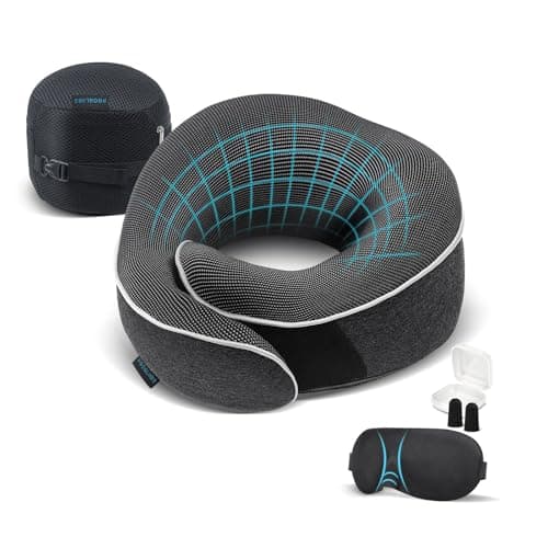 Proglobe Neck Pillow for Travel, Memory Foam, Long Haul Flights, Dark Grey