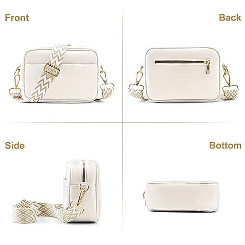 TIAASTAP Crossbody Bags for Women - Leather Handbags & Shoulder Bags Ladies Camera Cross Body Bag with Adjustable Wide Strap and Chain for Travel Shopping Work (White) — view 4