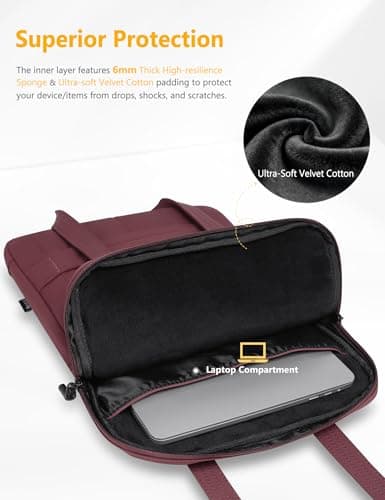 HYZUO 15-16 Inch Puffy Laptop Case Sleeve Padded Handbag, Wine Red — view 2