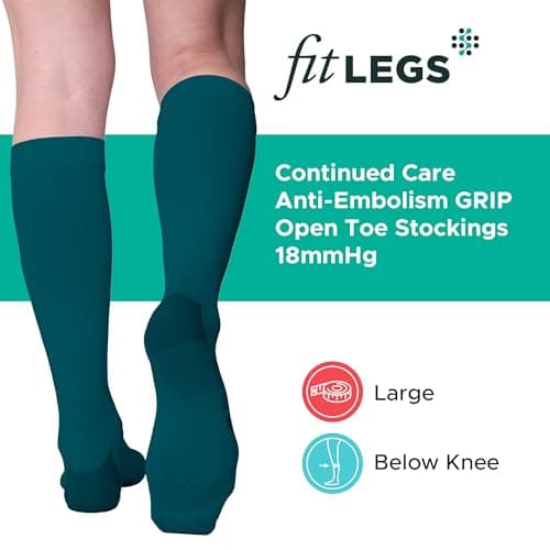 FITLEGS - Anti-Embolism Closed-Toe Compression Stocking 18 mmHg, M, Teal — view 2
