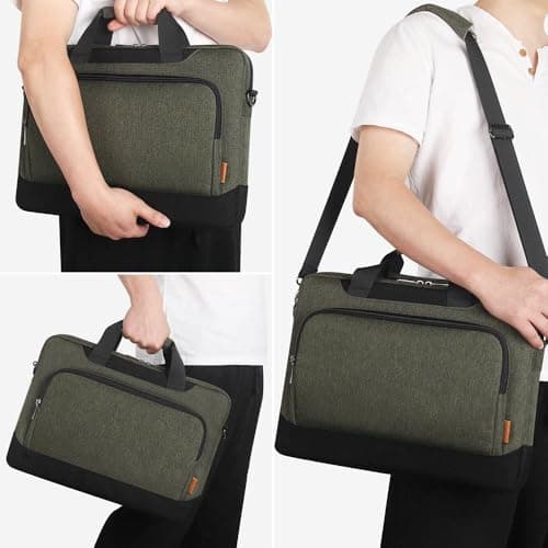 DOMISO 17-17.3 Inch Laptop Sleeve Business Briefcase Laptop Shoulder Bag Compatible with 17" Laptops/ 17.3" HP Pavilion 17/MSI GS73VR Stealth Pro/Dell/Acer/ASUS,Dark Green — view 2