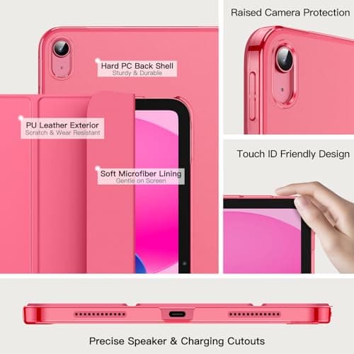 JETech Case for iPad (A16) 11th/10th Gen, Pink — view 3