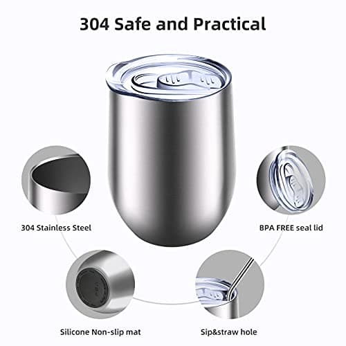 Reusable Coffee Cup, Insulated Travel Mug Vacuum Stainless Steel with Spill Proof Lid, Great for Hot & Cold Drinks - Coffee, Tea, Milk and Wine,12oz/340ml — view 3