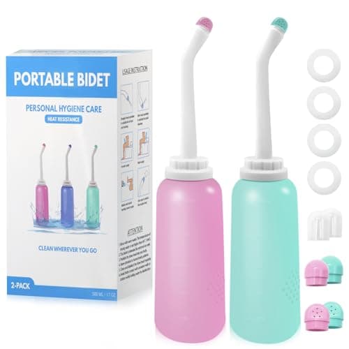 Peri Bottle Postpartum 2 Pack, RUFCRIL 500ml Perineal Wash Bottle, Portable Bidet with Carry Bags, Boilable TPE & Leak-Proof Sealing Rings, Postpartum Essentials, Hospital Bag