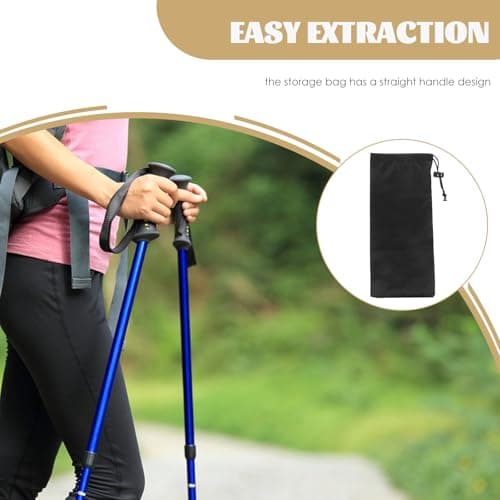 Happyyami Trekking Pole Storage Bag Foldable Carry Pouch for Folding Walking Stick Drawstring Closure Holds up to 2 Trekking Poles for Hiking Camping Travel and Climbing — view 4