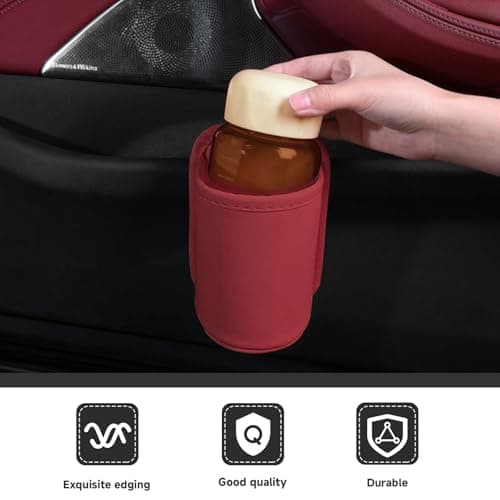 Auroriel 2 Piece Car Cup Holder, Backseat Clip, Large Cup and Bottle Holder, Multifunctional Door Pocket, Storage Organizer, Red PU Leather — view 5