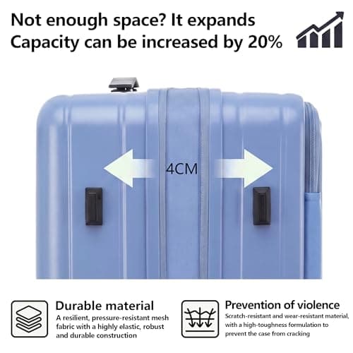 Simcat Carry On Suitcase 20 Inch Lightweight Cabin Luggage with TSA Lock — view 5