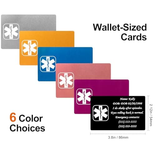 UNICGIFT Custom Medical Alert ID Card, Aluminum Travel ICE Wallet Card, Personalize Engraving Emergency Contacts, Health Conditions, Medication List, Allergies & Identification — view 2