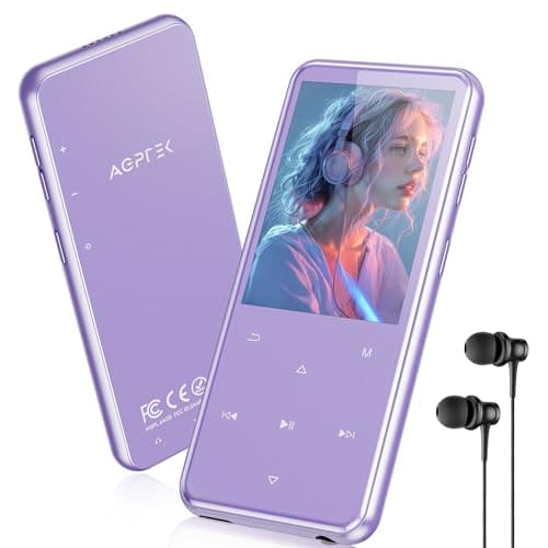 AGPTEK 64GB MP3 Player with Bluetooth, M3 2.4'' Player with Speaker Purple