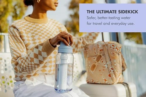 LifeStraw Go Series — BPA-Free Water Filter Bottle for Travel and Everyday Use Removes Bacteria, Parasites and Microplastics, Improves Taste, 1L Aegean Sea — view 3