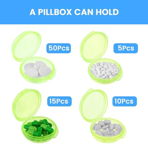 WLLHYF 5 Packs Mini Pill Case Small Pill Organizer Box Portable Vitamin Holder Travel Pill Container for Pocket Purse Pills Storage Box to Hold Medicine Cod Liver Oil (5 Green) — view 3
