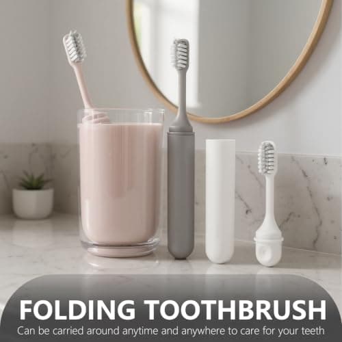 3Pcs Folding Toothbrush, Portable Travel Toothbrush with Protective Case — view 6