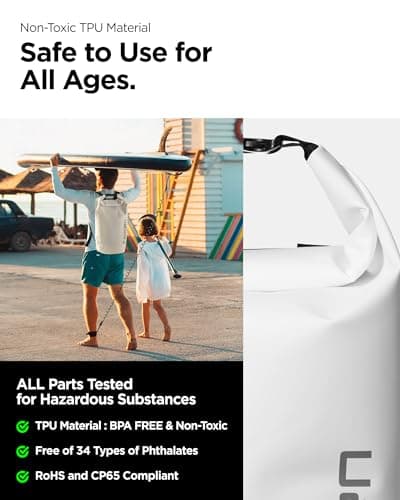 Spigen [30L [IPX5] Aqua Shield Waterproof Bag Dry Bag Backpack for Hiking, Extra Inner Pocket, Large Dry Sack, Swimming Kayaking Paddle Boarding, Robust & Anti-Scratch, Hiking Gear - Snow White — view 6
