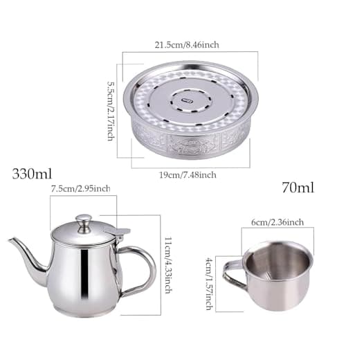 Stainless Steel Tea Set 70ml Cups Filter Screen Pretend Play Toy — view 5