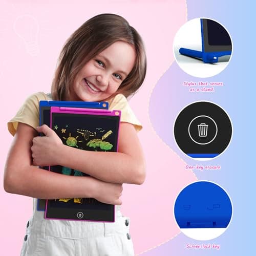 TECJOE 2 Pack LCD Writing Tablet, 10 Inch Colorful Doodle Board for Kids, Electronic Drawing Tablet Drawing Pads,Kids Travel Games Activity for Learning,Gifts for 3–6-Year-Old (Dark Blue and Magenta) — view 2