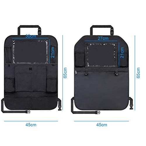 URAQT Car Organiser, Back Seat Organizer with Waterproof Kick Mats, Kids Toy Storage, Multi Pockets, Tablet Holder - Family Car Accessories (2 pc) — view 2