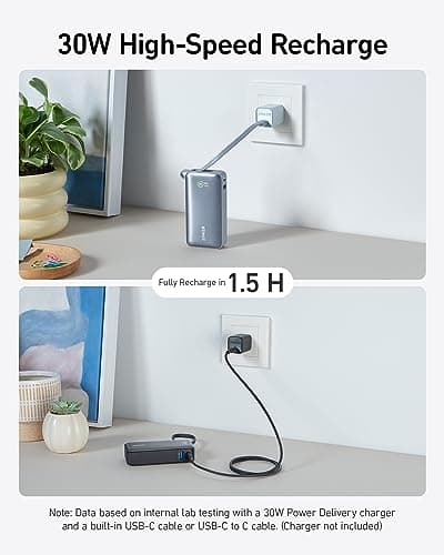 Anker Nano Power Bank,10,000mAh 30W Portable Charger,Built-in USB-C Cable — view 5