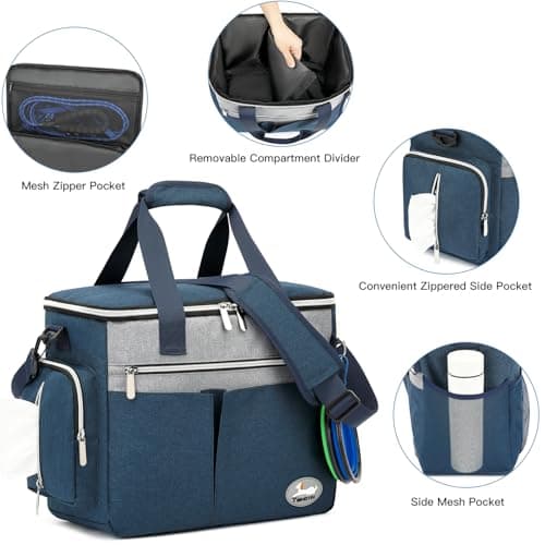 TAIHOYIN Dog Travel Bag for Pet Kit Outdoor with 2 Food Bags + 2 Collapsible Bowls + Feeding Mat + Dog Treat Bum Pouch 7-Piece Set for Pet Accessories Organizer Traveling Walking Camping, Navy Blue — view 5