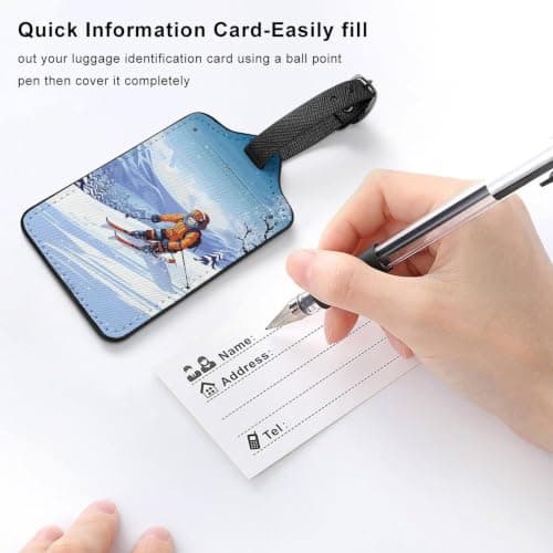 Winter Skiing Luggage Tags with Id Card & Adjustable Strap — view 5