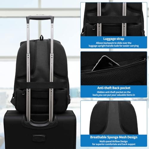 VINBAGGE Anti-Theft Security Backpack, Waterproof 15.6 Inch Laptop Rucksack with USB Charging Port, Business Travel Laptop Bag for Men & Women — view 5