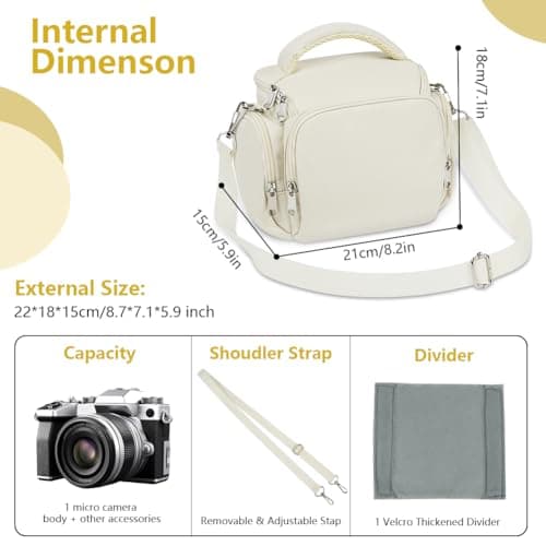 Ainiv DSLR Camera Bag, Waterproof Anti-Shock SLR Camera Case, Beige — view 2