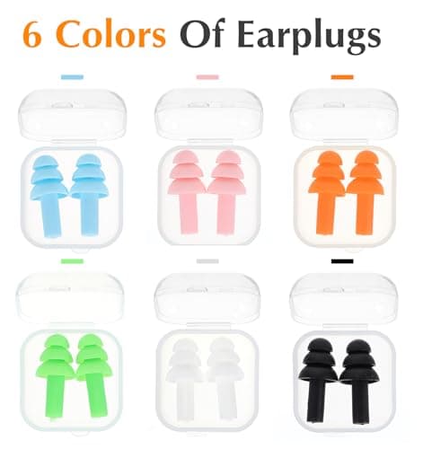 6 Pairs Reusable Ear Plugs, Waterproof Ear Plugs - Reusable Travel Earplugs with Earplug Case for Sleep, Swimming, Snoring, Concerts, Work, Transparent Color — view 3