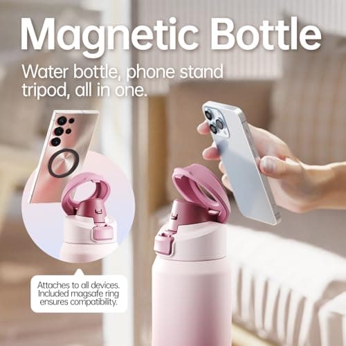Magcheer 750ml Insulated Bottle with Magnetic Phone Holder（Dusty Rose） — view 3