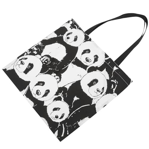 Ciieeo Canvas Tote Bag Panda Pattern Large Capacity Shoulder Shopper with Double Layers for Casual Grocery and Travel Carry Style