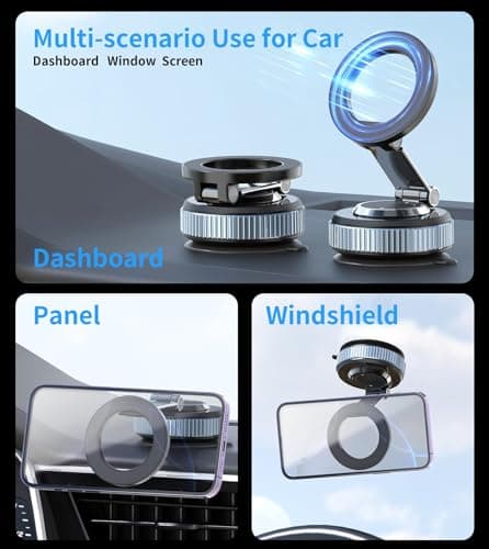 Gahenwo Vacuum Magnetic Car Phone Holder Stand,360° Adjustable Phone Mount for Magnetic with Suction Cup & Swivel Lock,Foldable Phone Holders Cell Phone Car Mount for iPhone/Android — view 6