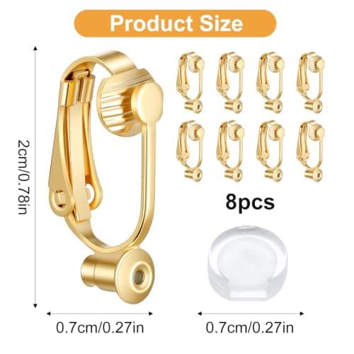 Shimmeroo 8PCS Clip On Earring Converter for Women - Gold — view 2