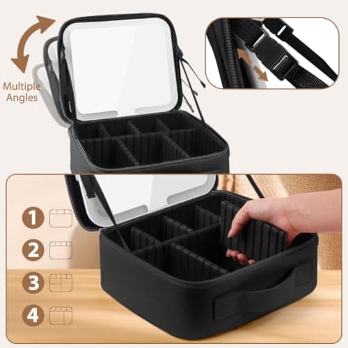 OSDUE Makeup Bag with LED Mirror, Cosmetic Organizer Case — view 4