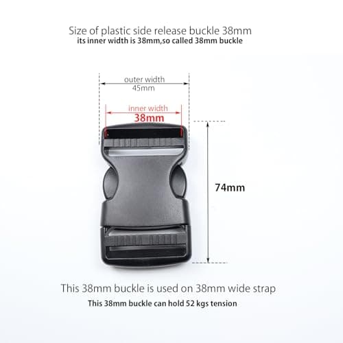Ahijklmn Plastic Side Release Buckle Clips 38mm Heavy Duty Plastic Rucksack Replacement Snap Buckle Clips Clasp for Backpack Strap (38mm - 2 sets) — view 3