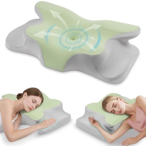 OSDUE Memory Foam Pillow, Cervical Pillows for Neck and Shoulder Pain, Orthopedic Ergonomic Pillows for Side, Back and Stomach Sleepers with Removable Cover, Mint Green