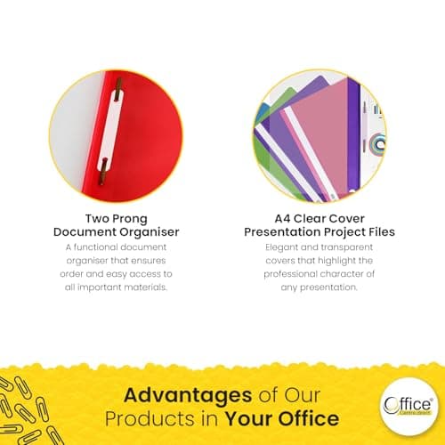 OFFICE CENTRE 1x Yellow A4 Project Folders, 2 Prong, Document Organiser — view 2