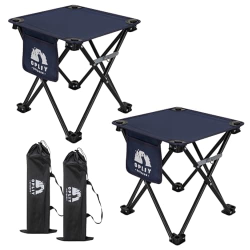 Opliy Camping Stool 2Pack Upgrade Foot Stool for Camping Fishing Hiking Gardening and Beach, Camping Seat with Carry Bag, Blue