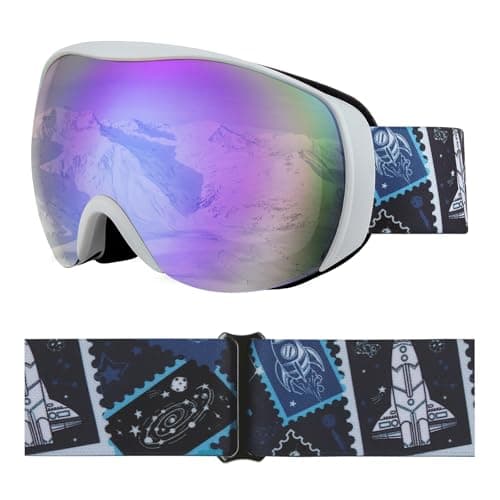 YooxArmor OTG Kids Ski Goggles,Anti fog Skiing Snowboard Goggles with Double Lenses for Children 6-14 Years,100% UV 400 Protection for Boys Girls,Helmet Compatible
