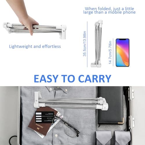 YHNDECO Portable Clothes Drying Rack Folding, 13-28inch Portable Travel Garment Rack Folding Clothes Rail, Clothes Rack for Home Laundry Camping Travel Outdoor, White — view 5