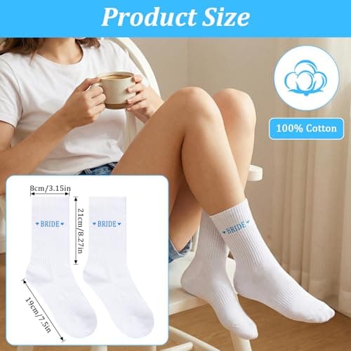 Yuomeaz White Bride Socks for Women, Soft Cotton Wedding Socks for Bride, Bridal Sock for Bridal Gift, Wedding, Engagement Essentials — view 4