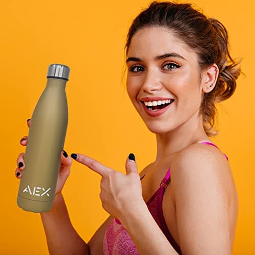 AEX Stainless Steel Vacuum Flask | Double Walled Insulated Bottle | 1000ml Gold Matt | Reusable Hot & Cold Drink — view 5