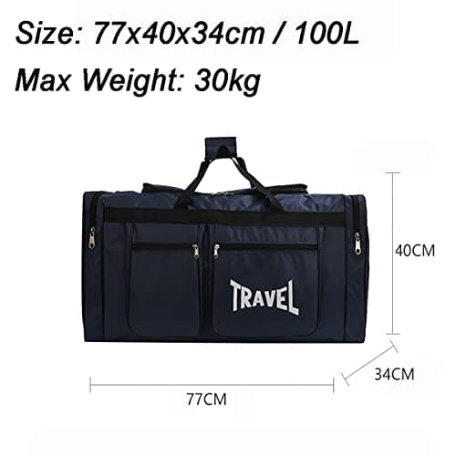 Haipky 100L Foldable Travel Duffles Bag, Sports Gym Bag, Shoe Compartment, Lightweight and Waterproof, Large Capacity, Unisex (Black) — view 4
