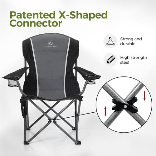 ALPHA CAMP Camping Chairs for Adults Heavy Duty Camping Chair, Grey — view 4