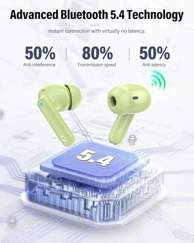 Wireless Earbuds, Bluetooth 5.4 Headphones In Ear with 4 ENC Mic, Wireless Earphones Noise Cancelling Deep Bass, LED Display, Bluetooth Earbuds 36H Playtime, IP7 Waterproof Ear Buds, USB-C Grass Green — view 4