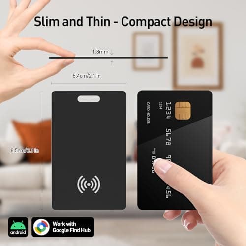 Wallet Tracker Card Android Rechargeable Tracker Tag, Works with Google Find Hub App (Android Only), 1.8mm Ultra Thin, Wireless Charge, IP68 Waterproof, for Wallets/Passports/Keys/Luggage, 2 Pack — view 2
