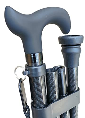 Deluxe Carbon Fibre 4-Part Folding Adjustable Walking Stick Cane for Men, Ladies and Women with Soft Grip Handle - 33.5” to 37.5” — view 2