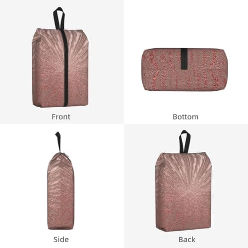 Rose Gold Pink Print Waterproof Shoe Bag Travel Bag with Carry Strap Storage Bag Versatile Cosmetic Bag-2pcs — view 2