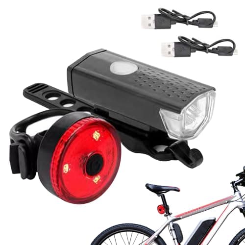 Cycling Safety Flashlight - USB LED Bike Light Set, Rear and Front Mount Lamp with Rechargeable Battery | Bright Night Light for Road Trip, Commuter Safety, Outdoor Riding, Daily Travel GE
