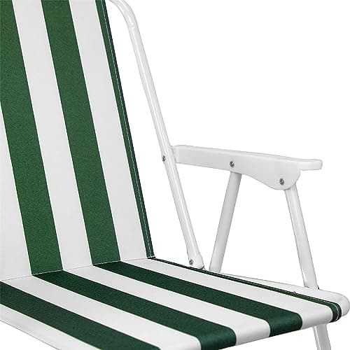 Aggloz | Folding Metal Beach Camping Chair Portable Garden Armchair - Foldable Lightweight Outdoor Picnic Seat | UK (Stripe) — view 3